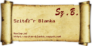Szitár Blanka névjegykártya